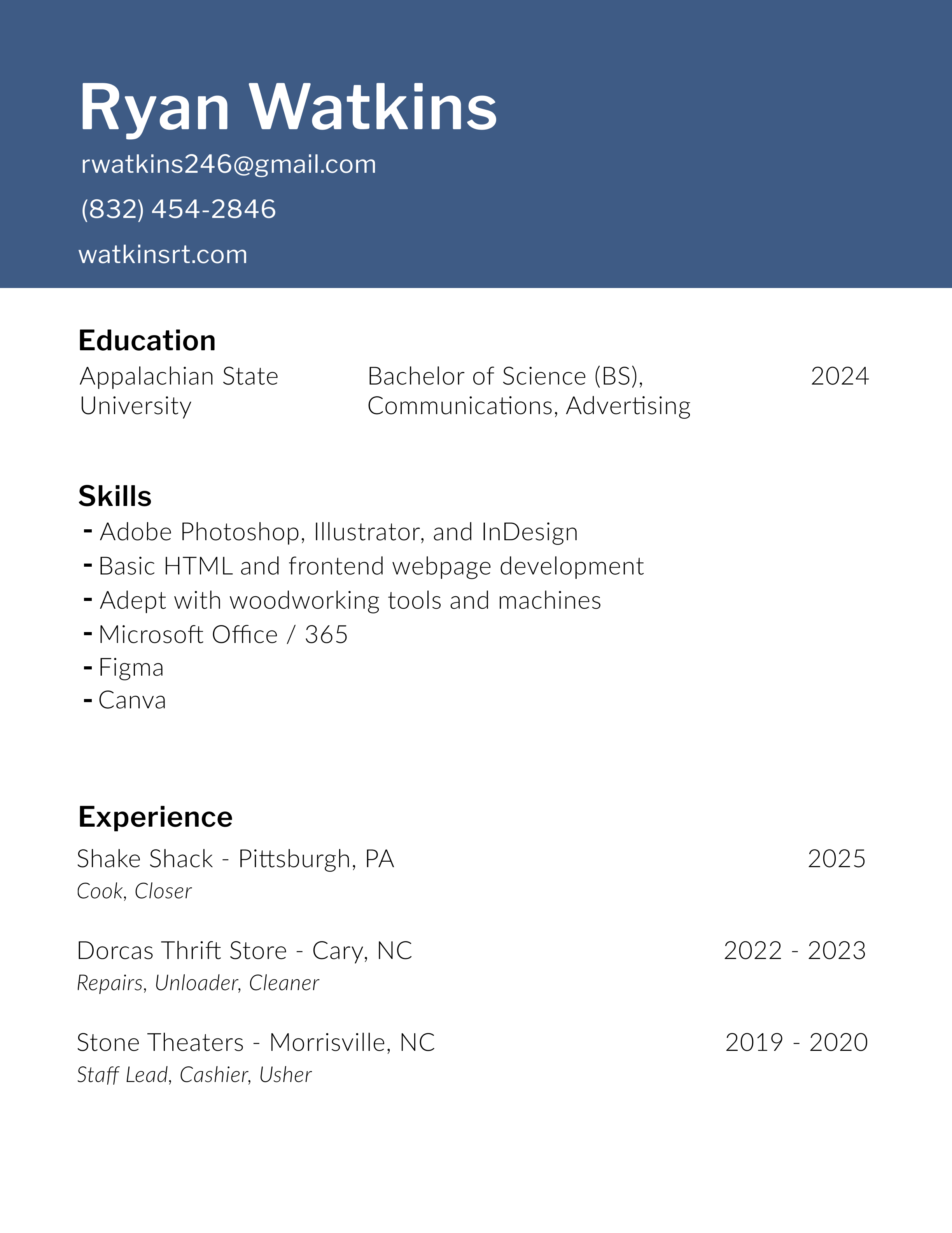 Ryan Watkins Resume